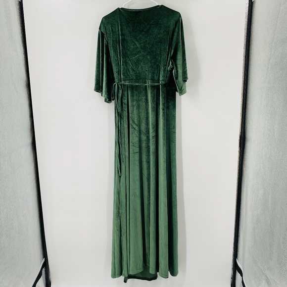 Baltic Born Meghan Velvet Wrap Maxi Dress Deep Green Size 3XL - Picture 8 of 10